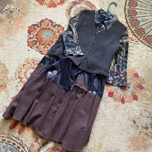 Boho skirt with contrast lining, Japanese fabric M